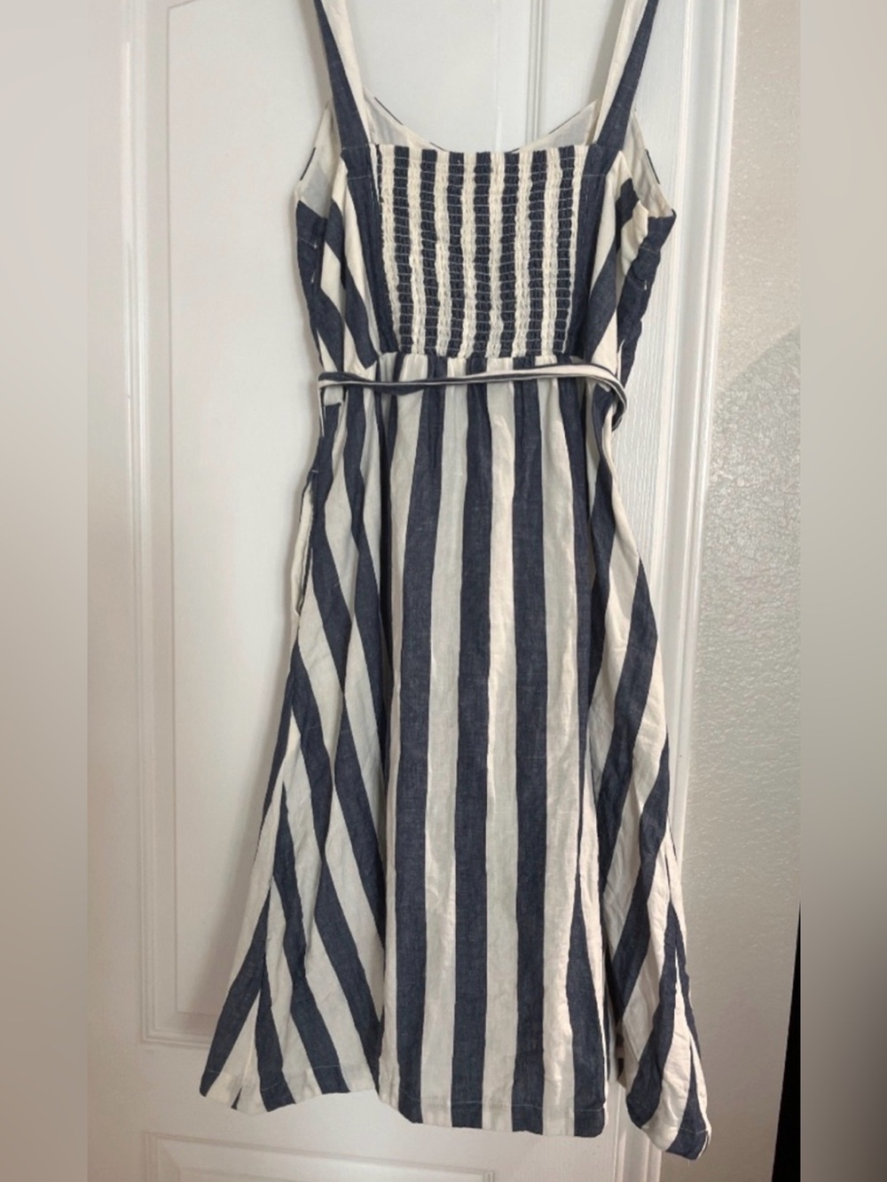 Pact Canopy Linen Blend Button-Front Dress Bondi Stripe Size M - Picture 3 of 5